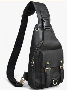Genuine leather crossbody backpack day bag